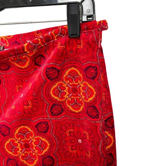 J. McLaughlin Red Orange Moroccan Print Velour Pants Womens 8 - Picture 2 of 6